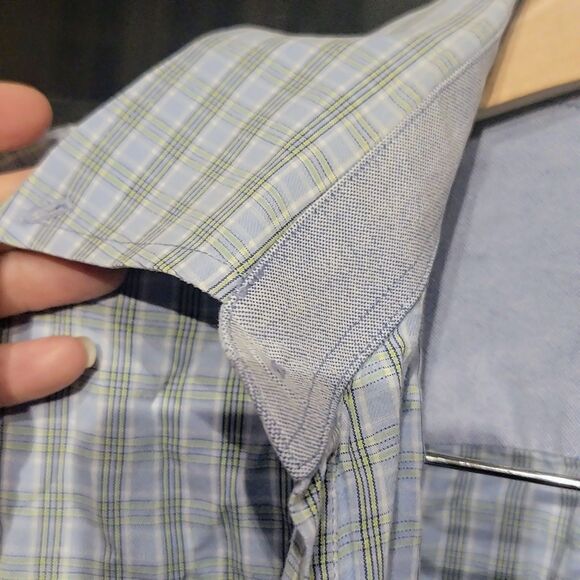 Men's Casual Soft Cotton Twill Light Blue Short Slve Bttn Dn Metro Exchange XL - Picture 2 of 16